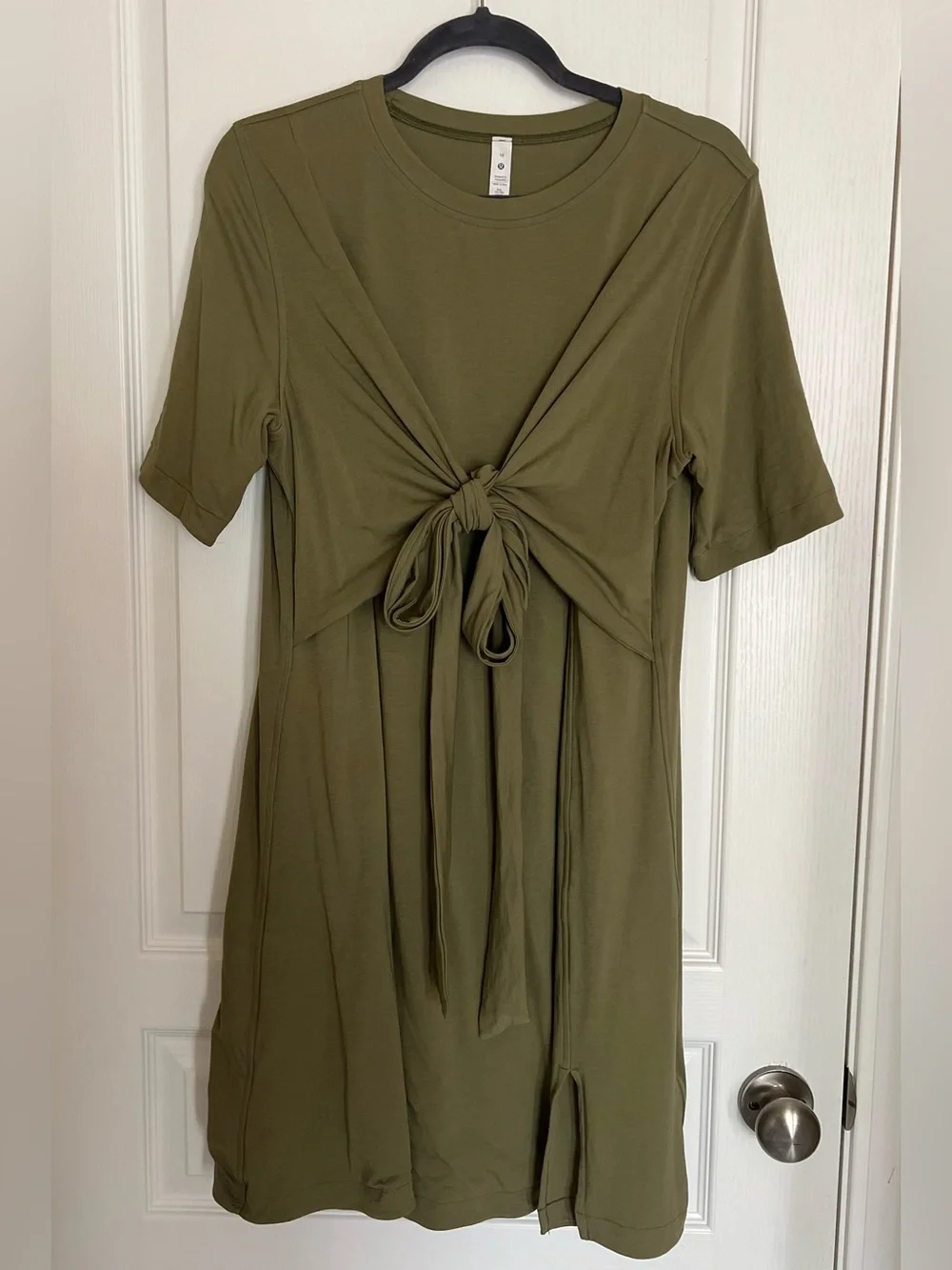 Lululemon Cotton Wrap-Front T-Shirt Dress in Bronze Green size 10